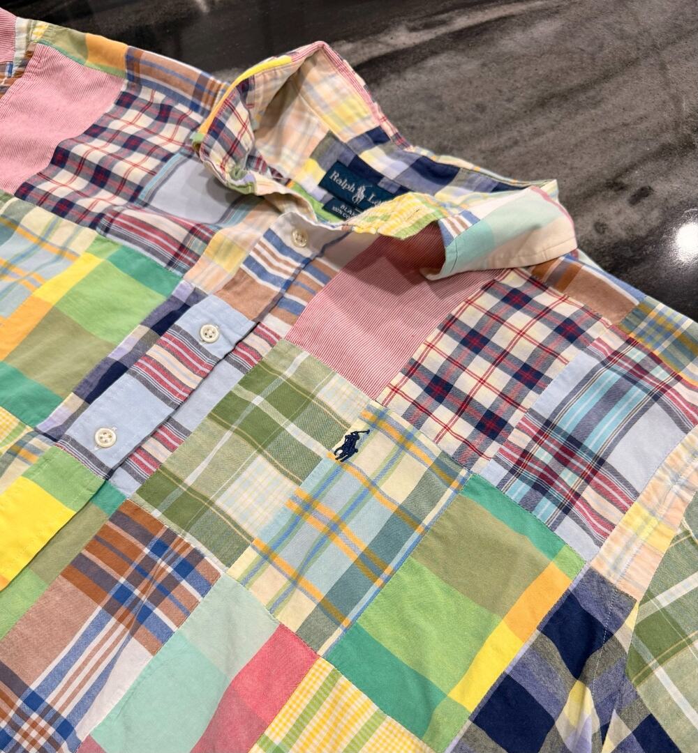 Vintage Polo Ralph Lauren Blake XXL Madras Patchwork Pony SS Button Down Shirt
